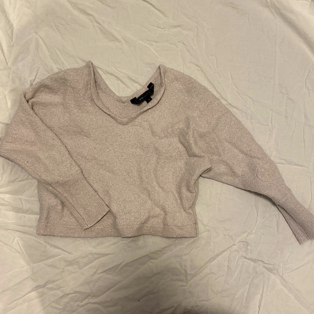 Sparkly cropped sweater 3/4 sleeve